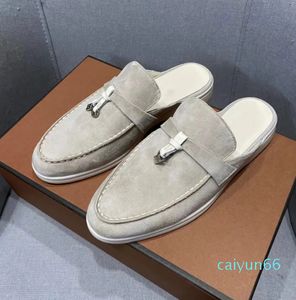 pantofole Summer Walk Charms lounge in pelle scamosciata impreziosita Scarpe da mulo Ballerine slip-on casual in vera pelle per calzature da donna