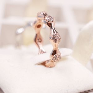 Rose Gold Plated LovePods Ring med Clear CZ Fit Pandora smyckengagemang Bröllopälskare modering