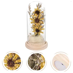 Kwiaty dekoracyjne sztuczny słonecznik z bajkami LED w szklanej kopuła zaczarowana lampa kwiatowa dla walentynków matki słoneczniki