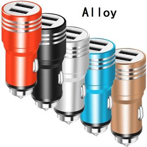 Alloy Metal 5V 2.1a Dual USB Ports Auto Charger Auto Auto Auto for iPhone 12 13 14 15 Samsung Huawei Android Phone GPS PC