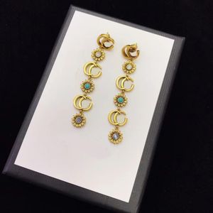 Mode Golden Flower Letter Pendant Earring Women Brand Designer Earrings Bonatos 925 Silver Needle Gift Jewelry
