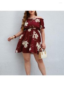 Plus Size Kleider Temperament Large Print Rock Elastische Taille Kleid Female Party Women Clothing