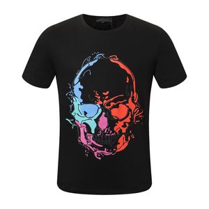 Camisetas masculinas de phillip plain impressão de designer pp crânio diamante camiseta de manga curta marrom urso marrom tee o-pescoço de alta qualidade caveira camiseta tees de streetwear p10