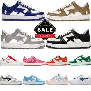 Designer Bapstar Sneakers in Black, White, Blue, Red, Grey, Olive, Patent Leather, and Pink for Men and Women