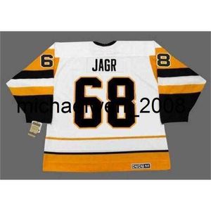 Weng Jaromir Jagr 1992 CCM Vintage Home Hokey Jersey Tüm STIGHTED Üst kaliteli herhangi bir isim Herhangi Bir Boyut Kaleci-Cut