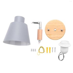 Wall Lamp Wooden Lights Bedside Bedroom Light Sconce For Kitchen Modern Nordic Sconces(Grey)