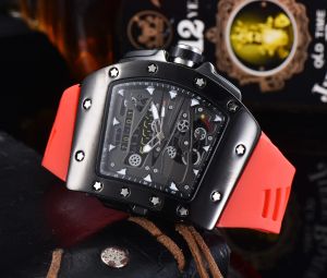 New men's luxury watch luxury brand 2022 quartz abnormal rubber watchband continuously empty multi-functional timing run second large dial waterproof men's watch