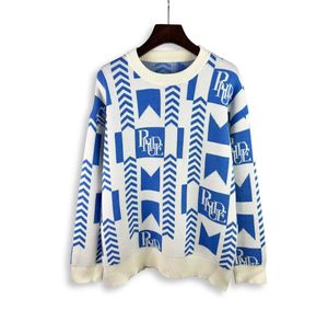 męski designerka sweter dzianin sweter niebieski załoga szyi kaszmirowy sweter komputerowy Swetery dla mężczyzn długie rękaw Lose para górna ubrania jumper bluza bluza z kapturem