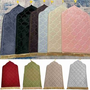 Mattbönsmatta för muslimska Ramadan Flanell mattan dyrkan knä prägling golvfilt nonslip mjuk bärbar resebön matta z0411