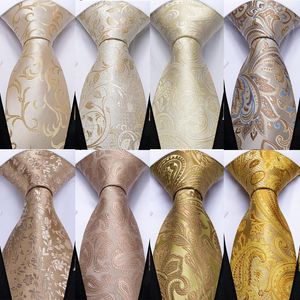Bow Ties DiBanGu Fashion Men Tie Light Champagne Paisley Silk Wedding For Hanky Cufflinks Gift Set Suit Business Party