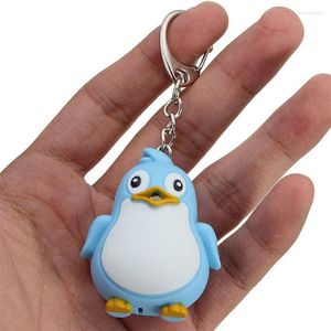 Portachiavi simpatico animale pinguino LED luce vocale portachiavi ciondolo borsa per cellulare regalo