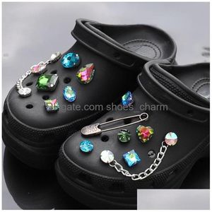 Shoe Parts Accessories Blue Peacock Croc Charms Pin Colorf Diy Crystal Cute Decoration Drop Delivery Shoes Dhb4N