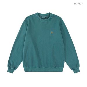 Erkek Hoodies Sweatshirts Carhart Sweater Yıkama Mavi Boyalı Yuvarlak Boyun Kazak Marka Erkek ve Kadın Çift Uzun Kollu Gevşek 8J2J