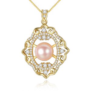 Vintage Pearl Pendant Necklace Jewelry European Micro Set Zircon Plated 18K Gold S925 Silver Box Chain Women Women Wedding Party Valentine's Day Gift SPC
