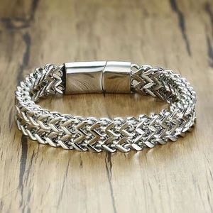 Bracelets de charme Europeu e americano Hiphop DoubleLayer Braça de quilha trançada para homens de joias de metal de cadeia de festas personalizadas 230411