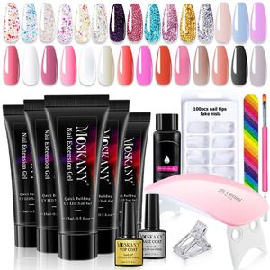 Acrylic Powders Liquids Poly Nail Gel Full Set With 6W LED Lamp For Beginner Tips Art 3D Design Decoration Manicure Tools Kit 231110