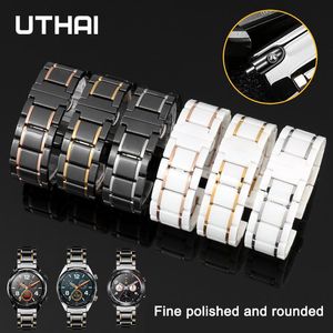 Watch Bands Five Beads Ceramic Strap Stainless Steel Watch Band 20mm 22mm For Samsung S3 46Huawei GT UTHAI C09 230411