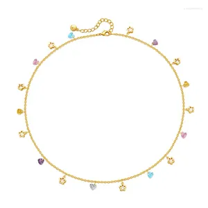 Колье CCGOOD с цветочным сердечком и цирконием, подвеска, ожерелья для женщин, позолоченная цепочка 18 К, модное металлическое подвесное ювелирное изделие