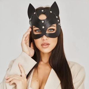 Garters Women Sexy Porn Fetish Head PU Leather Mask BDSM Bondage Face Cosplay Halloween Adult Games Sex Toys For Men Gay