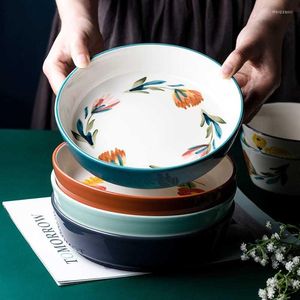 Bowls Fashion Japanese Ceramic Tableware Dishes Creative Shallow Plates Household Baking Pans Nordic Style Boutique