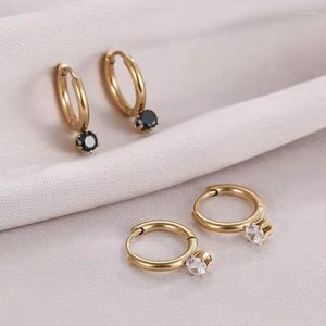 Dangle Earrings Women Claw Zircon Cryrestal Rhinestone Delicate Gold Glatedステンレス鋼フープチャーム