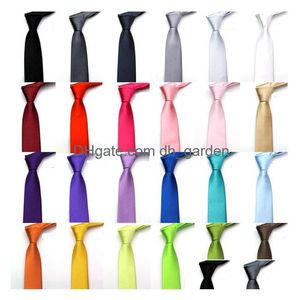 Neck Ties Fashion 32 Colors Silk Ties For Men Solid Celebrity Pajaritas Gravata Slim Mens Neck Skinny Tie 5Cm Drop Delivery Dhgarden Dhnkq