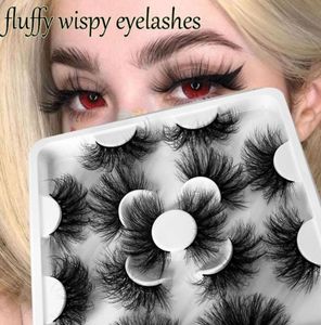 Falska ögonfransar 7 par 2025mm 3d faux mink handgjorda wispy långa fluffiga fransar tunna band förlängning stora ögon makeup verktyg3497498