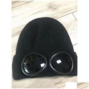C.P. Company Knitted Beanie with Integrated Goggles - Warm, Thick Ski Cap for Autumn Winter Sports, Outdoors