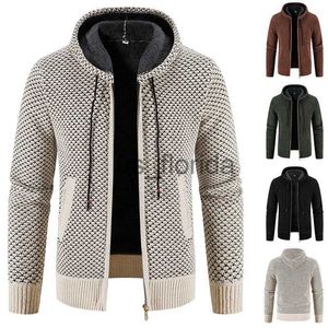 Herrjackor fleece cardigan herrtröja jacka manlig kall blus höst vinter nya koreanska smala huva vindbrytare y2k bruna jackor kappa j231111