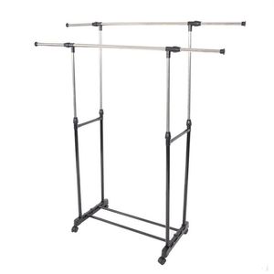 Simple Stretching Clothes Hanger Movable Assembled Coat Rack Stand With Shoe Shelf Adjustable Clothing Closet Bedroom Furniture 20287y