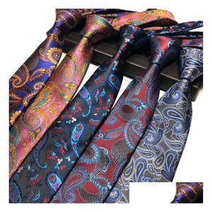تصميم جديد للرجال عنق ربطة عنق أنيقة رجل الأزهار بيزلي نيكرز 145x8x3.8cm الأعمال الكلاسيكية زفاف إسقاط التسليم DHU50