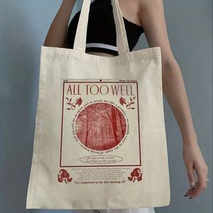 Sacos de compras 1 tudo muito bem bolsa Taylor Book Bag TS Merch sacola de compras ombro lona presente de Natal 231110