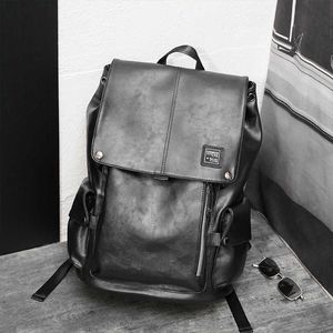 Mode Student Schultasche Computer Tasche Herren Rucksack PU Leder Rucksäcke Mann Hohe Kapazität Reisetasche Softback Bookbag Männlich 230411