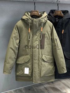 Piumino da uomo Parka verde militare Piumino cargo medio lungo Cappotto termico invernale addensato da esterno Caldo Parka da sci Campo Trekking Storm Suit J231111