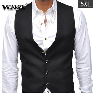 Ternos masculinos blazers blazer terno colete fino ajuste masculino colete casual jaqueta de negócios vnecked terno topos cor preta 5xl 231110