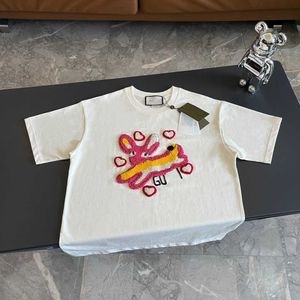 Designer Luxo Guggi Clássico Primavera Verão Amor Jump Coelho Carta Bordado Pulôver Redondo Pescoço T-shirt Para Homens Mulheres Original Molde Aberto