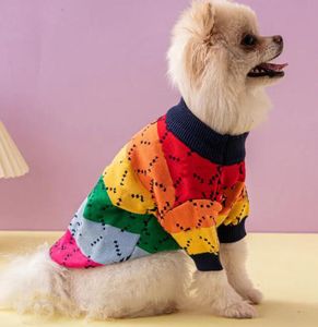 Modedesigner hundkläder varumärken hundkläder rand jacquard brev mjuka hundar tröja klassisk husdjur casual slitage kläd modekardigan tröjor stickad kappa