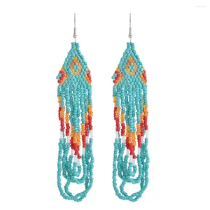 Dangle Earrings Bohemia Ethnic Earings Fashion Jewelry Drop For Women Bohemian Long Tassel Bead Handmade Earring Fringe Girl Gifts