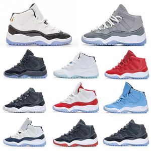 Scarpe da basket per bambini Jumpman 11s Basched Grey Grey Black White Bhite Children Children Gamma Blue Concord Sneaker Sneaker Sneakers Space Jam 28-35