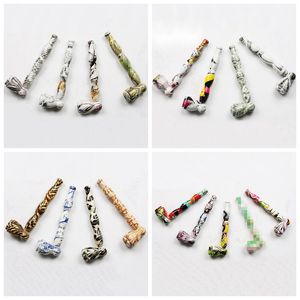 Latest Colorful Pattern Metal Alloy Hand Pipes Portable Removable Dry Herb Tobacco Filter Silver Screen Spoon Bowl Caps Handpipes Smoking Cigarette Holder