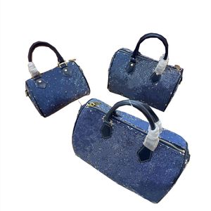 Denim Vintage Shoulder Women's Canvas Handbag Aging Pillow Bag Printed Wallet 2023 Top Qualitybag