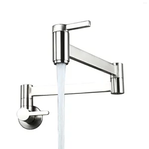 Rubinetti della cucina Lavello Lavabo Bagno Braccio pieghevole Doppio interruttore Pot Filler Beccuccio Montaggio a parete in ottone Rubinetto moderno per acqua fredda a prova di spruzzi