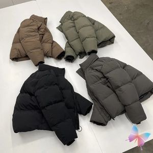 Vintage High Street Down Cotton Coat Removable Hooded Thickened Zipper Jackets Men Women Clothes