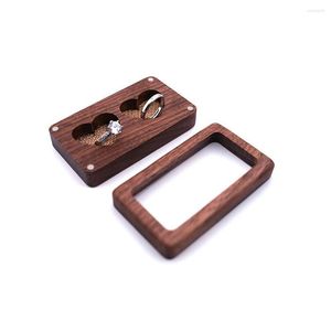 Sacchetti per gioielli 1 pezzo scatola di legno a forma di cuore anello orecchino display fidanzamento matrimonio coppie custodia regalo confezione