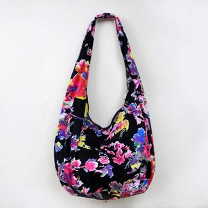 Flowers Hobos Bohemian Hippie Bags Shoulder Bag Women's Handbags Ethnic Floral Cotton Canvas Bag Bags Women 230412