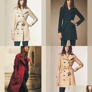 Trench da donna Donna Autunno Moda Elegante Cappotto da cintura Donna Sciolto di media lunghezza Giacca a vento Giacche casual da donna Drop Delivery A Dhm6U