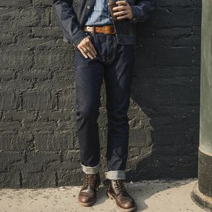 Mäns jeans röda tornado gt -stil 12oz selvedge denim jeans för män smala passande mörkblå oash 231110