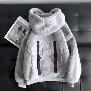 Erkek Hoodies Sweatshirts Fonekie Peluş Erkekler Sıradan Kuzu Kaşmir Sonbahar Kış Giysileri Kalın Sıcak Hooded Ceket Trendi Kore tarzı kapüşon