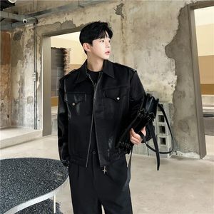 Giacche da uomo 2023 Autunno stile coreano Personalizzato Superficie lucida setosa per uomo Casual Allentato Nero Bianco M-XL