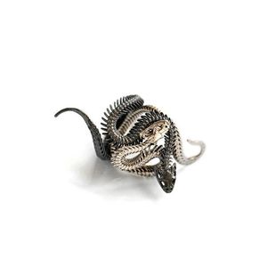 Cluster Rings Mens Fashion Hip Hop Ring Jewelry Black Sier Vintage Snake Adjustable Opening Drop Delivery Dhgarden Ot6U7